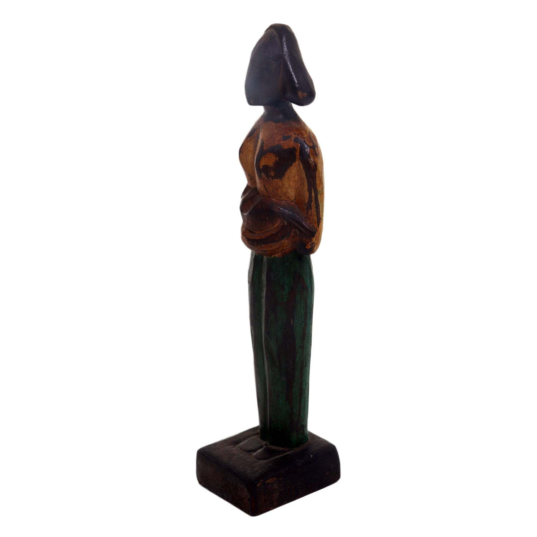 Lovely Mother and Child Sculpture in Hand Carved Wood - Lovely Mother