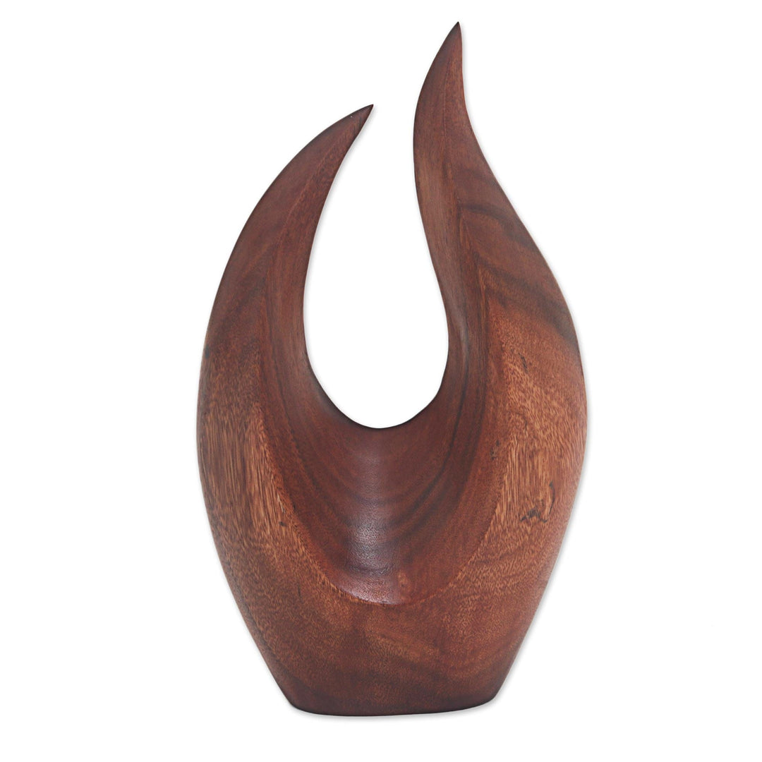 Hand Carved Natural Suar Wood Fire Flames Sculpture - Fire Flames