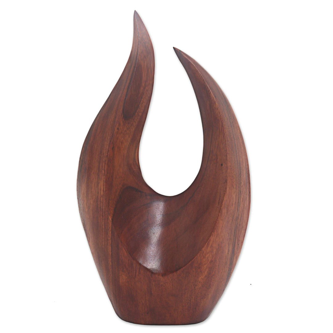 Hand Carved Natural Suar Wood Fire Flames Sculpture - Fire Flames