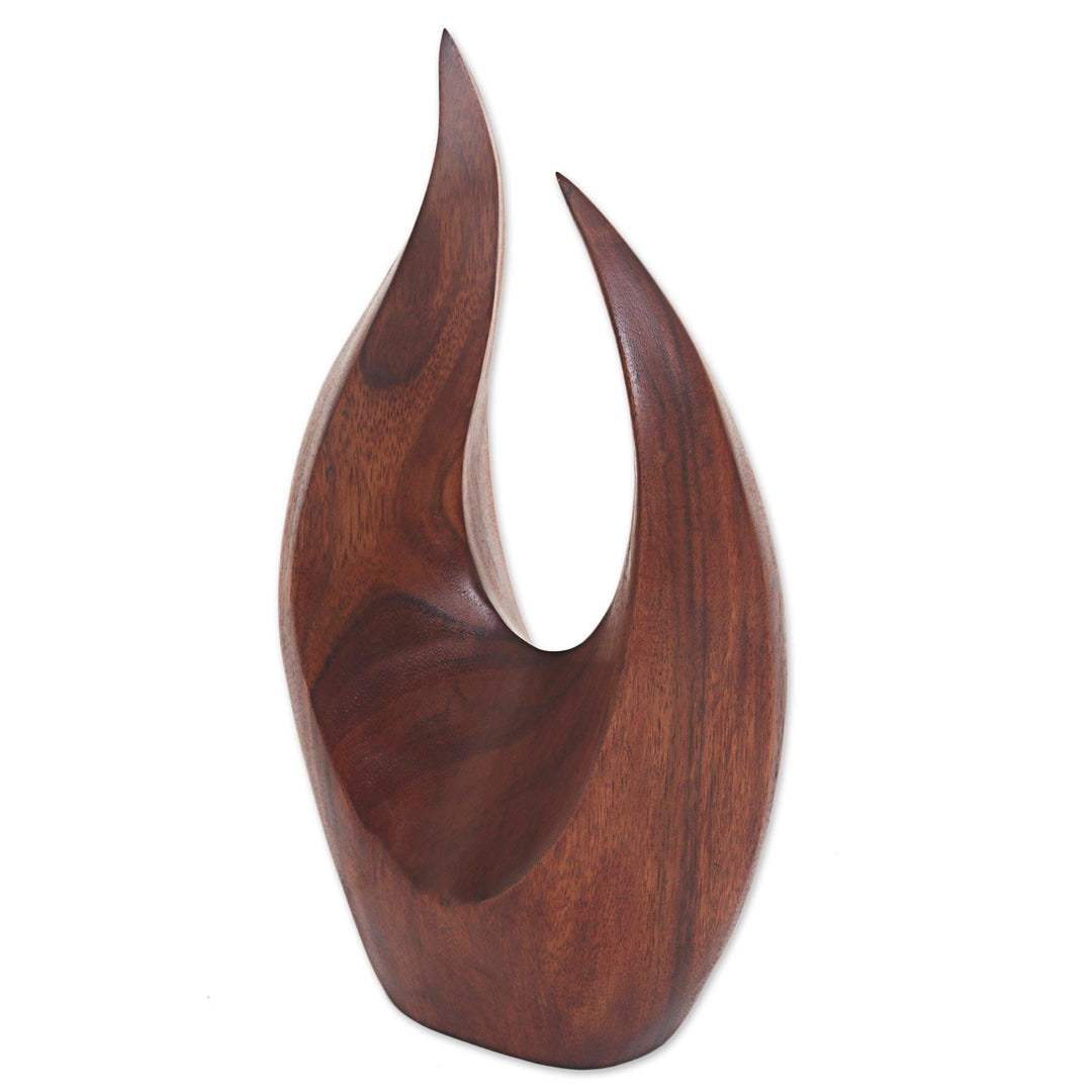 Hand Carved Natural Suar Wood Fire Flames Sculpture - Fire Flames