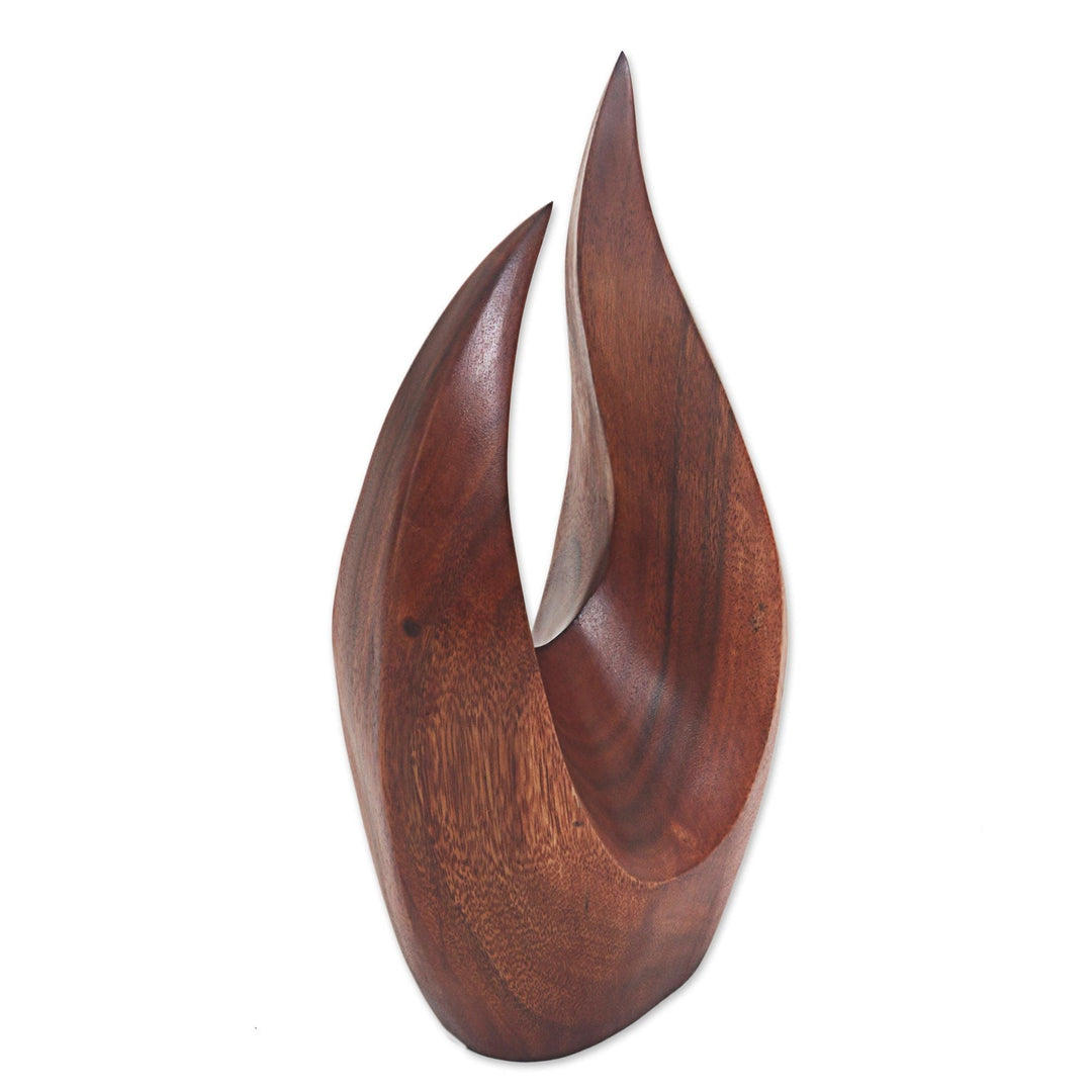 Hand Carved Natural Suar Wood Fire Flames Sculpture - Fire Flames