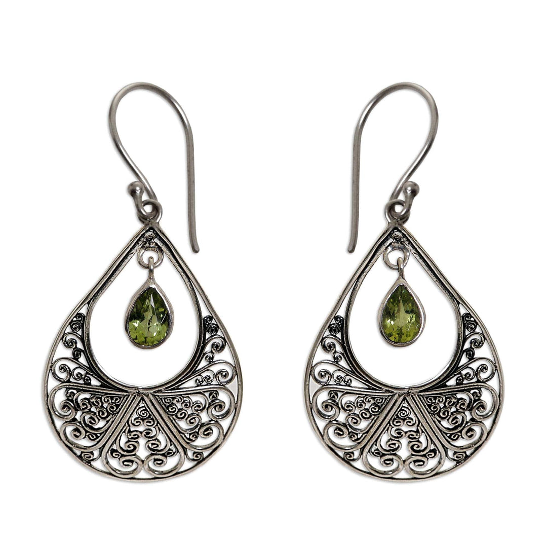 Hand Made Sterling Silver and Peridot Dangle Earrings - Green Tears of Happiness