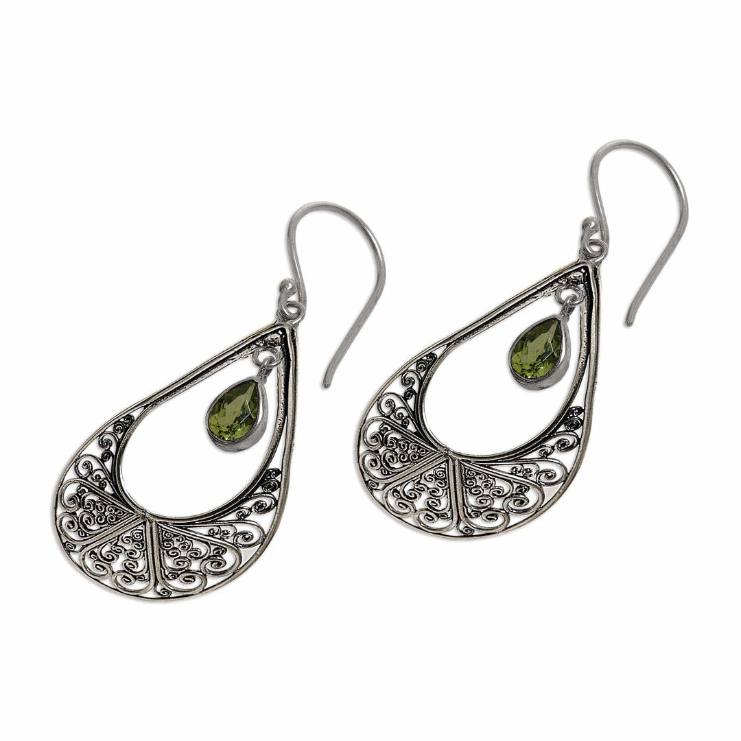 Hand Made Sterling Silver and Peridot Dangle Earrings - Green Tears of Happiness