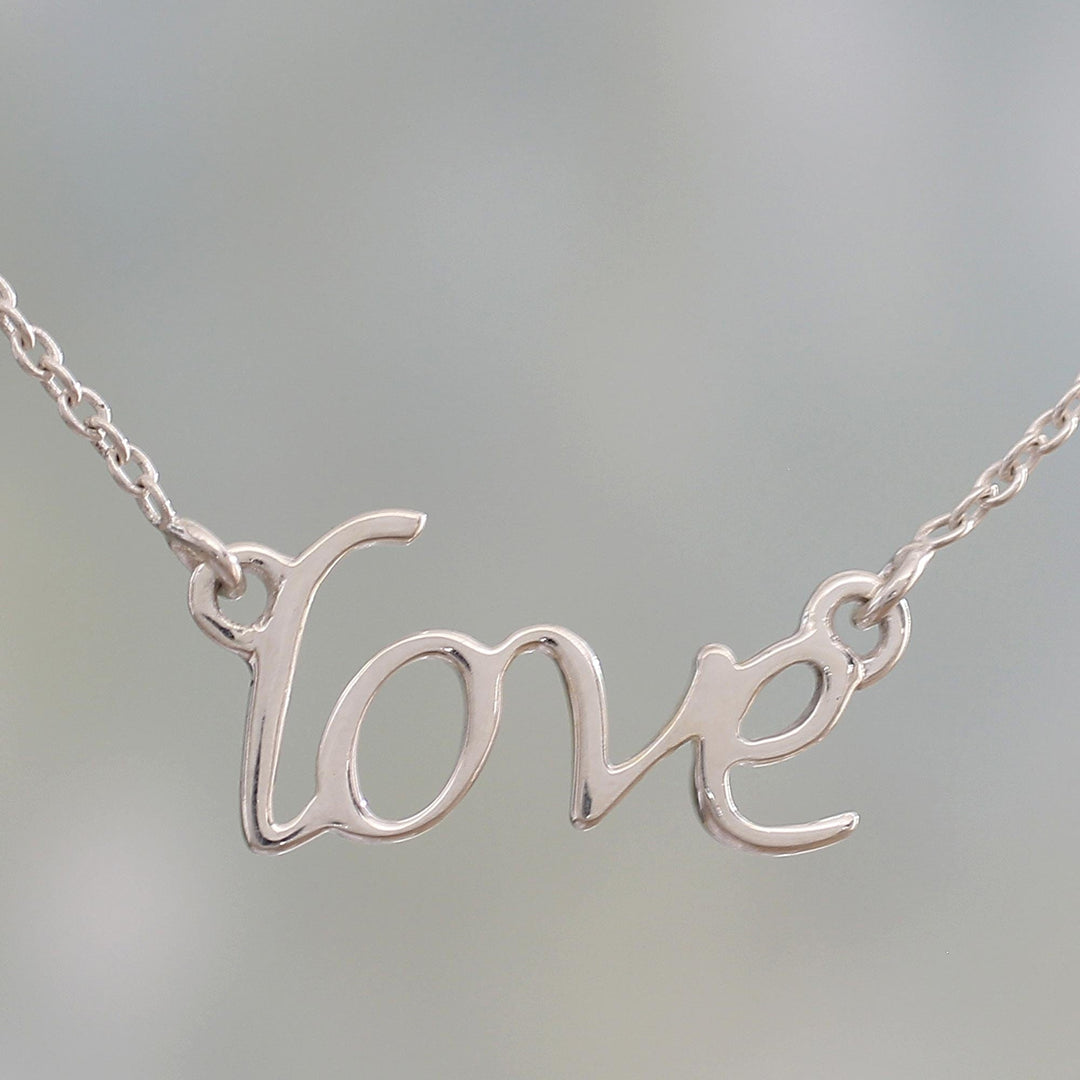 Handcrafted Sterling Silver Love Theme Pendant Necklace - Love Note