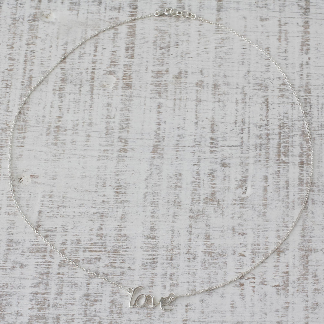Handcrafted Sterling Silver Love Theme Pendant Necklace - Love Note