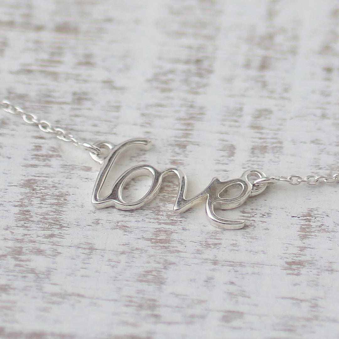 Handcrafted Sterling Silver Love Theme Pendant Necklace - Love Note