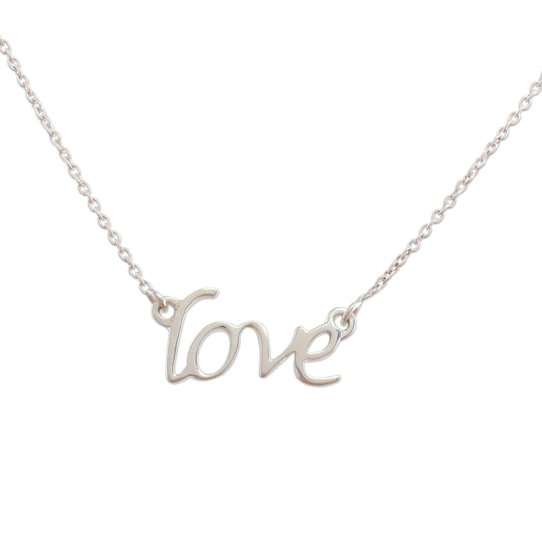 Handcrafted Sterling Silver Love Theme Pendant Necklace - Love Note