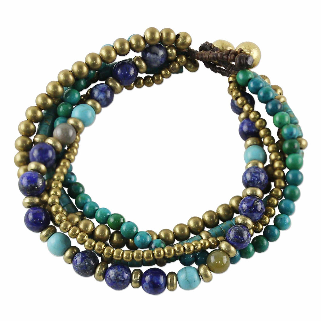 Multi Gemstone Beaded Bracelet from Thailand - Freedom of Expression in Blue