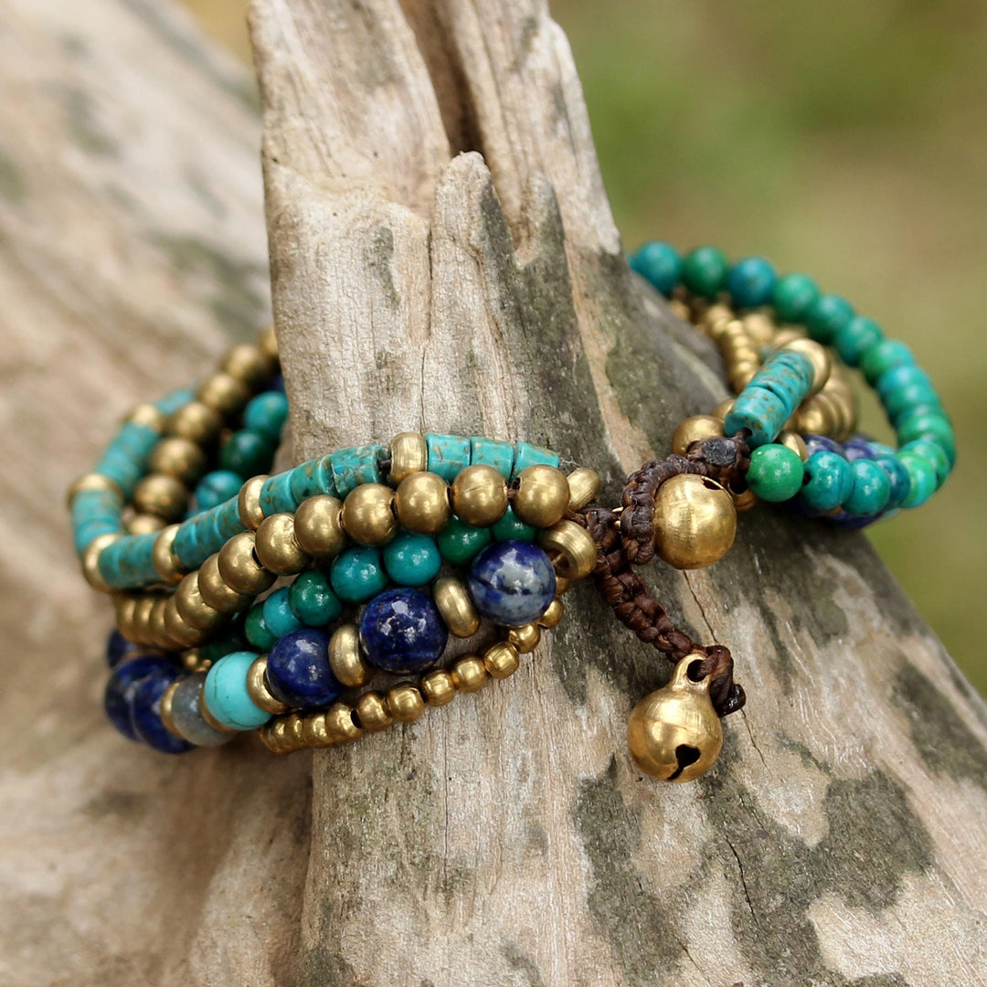 Multi Gemstone Beaded Bracelet from Thailand - Freedom of Expression in Blue