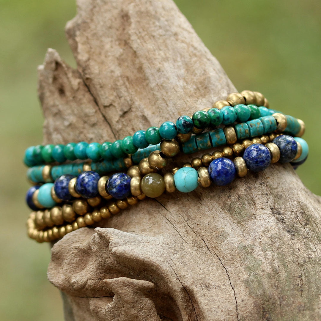Multi Gemstone Beaded Bracelet from Thailand - Freedom of Expression in Blue