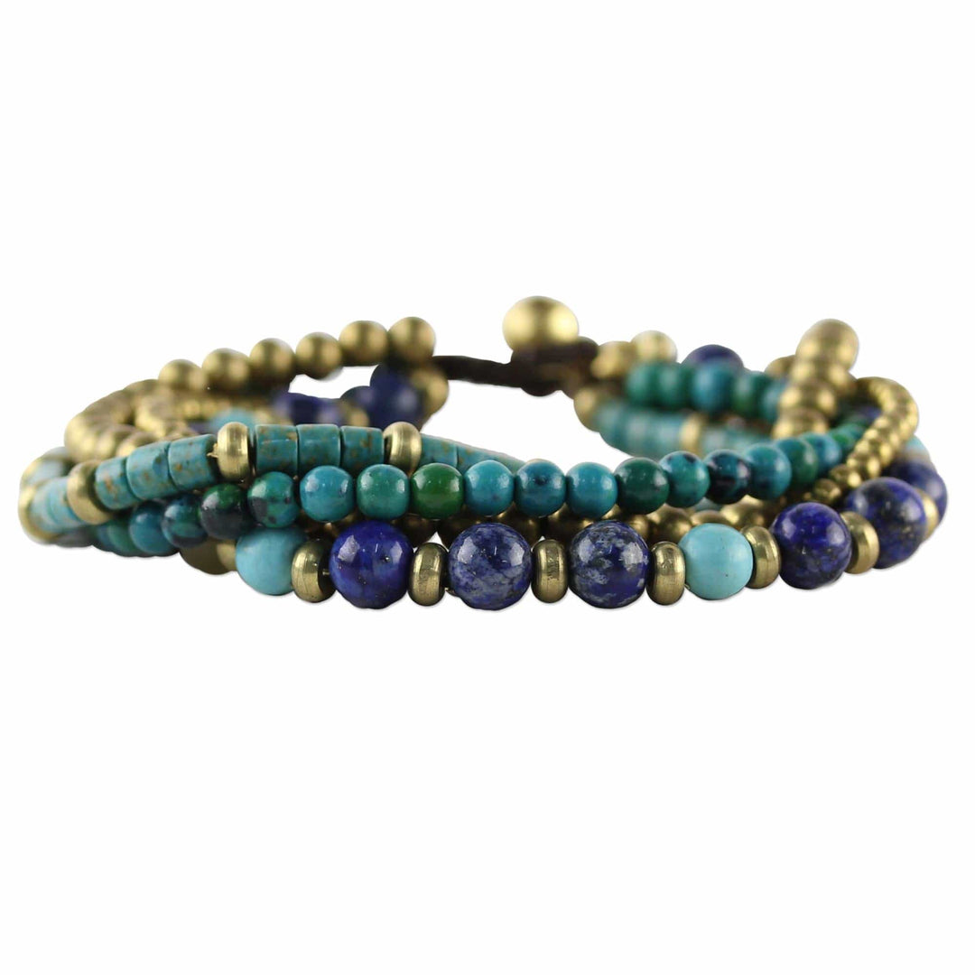 Multi Gemstone Beaded Bracelet from Thailand - Freedom of Expression in Blue