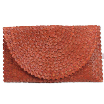 Hand Made Natural Fiber Clutch Handbag from Indonesia - Pumpkin Texture