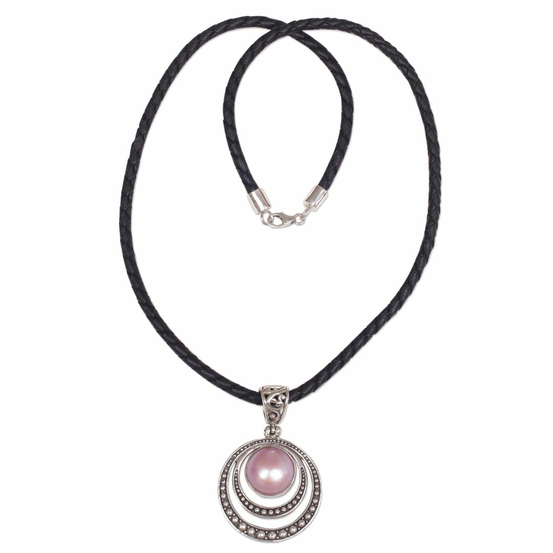 Dyed Pink Cultured Pearl Pendant Necklace from Indonesia - Crescent Gleam in Pink