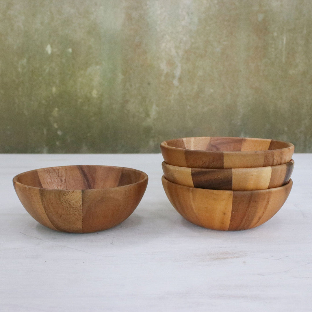 Small Raintree Wood Snack Bowls from Thailand (Set of 4) - Snacktime