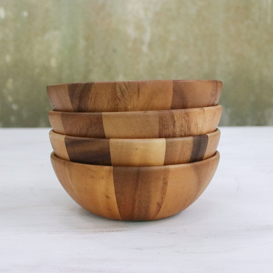Small Raintree Wood Snack Bowls from Thailand (Set of 4) - Snacktime