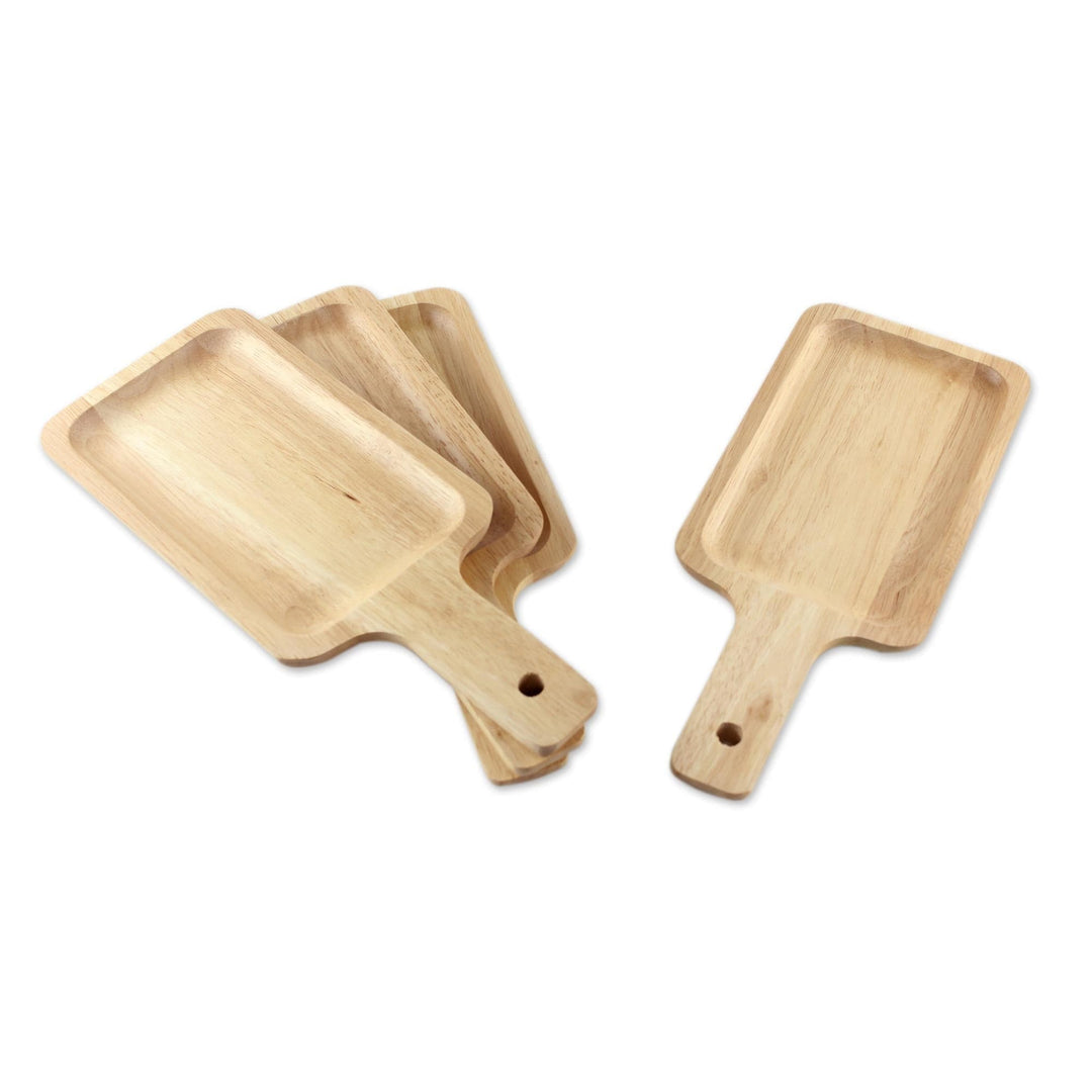 4 Artisan Crafted Wood Serving Boards Handcarved in Thailand - Nature's Treats