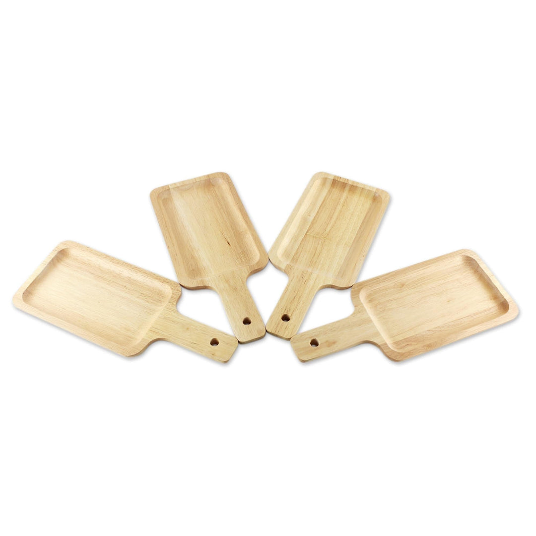 4 Artisan Crafted Wood Serving Boards Handcarved in Thailand - Nature's Treats