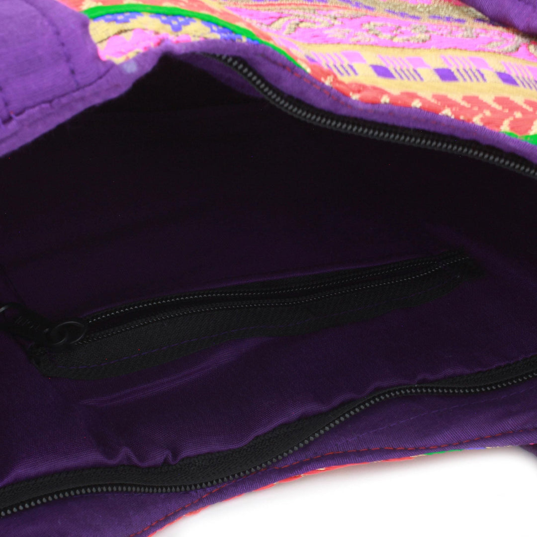 Polyester Floral Paisley Tote Handbag from India - Paisley Glamour