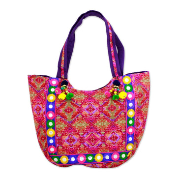 Tote Handbag with Kaleidoscope Motifs - Pink Kaleidoscope