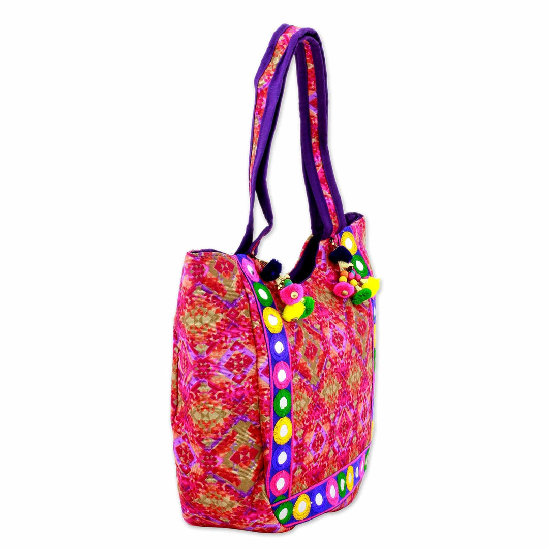 Tote Handbag with Kaleidoscope Motifs - Pink Kaleidoscope