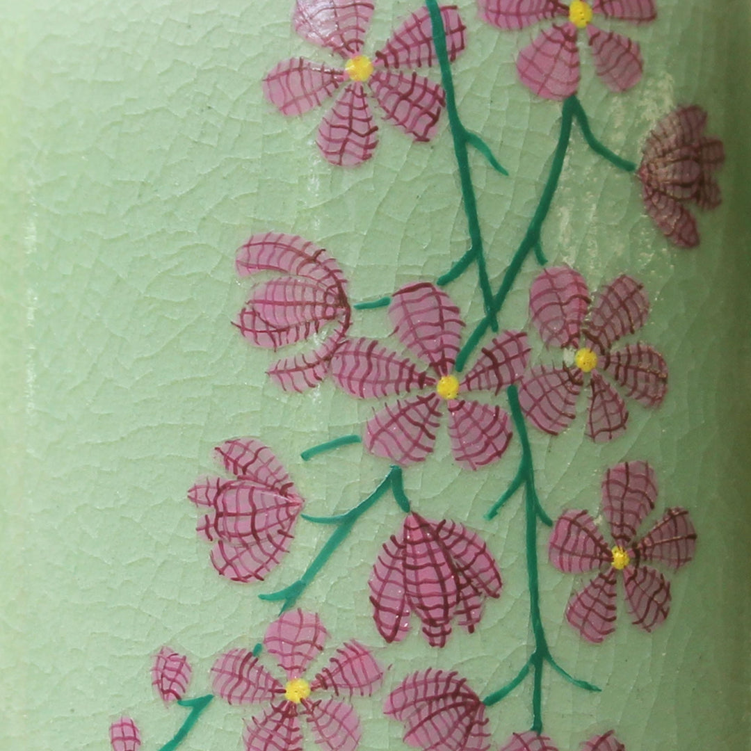 Hand Crafted Celadon Ceramic Floral Vase from Thailand - Around the Garden
