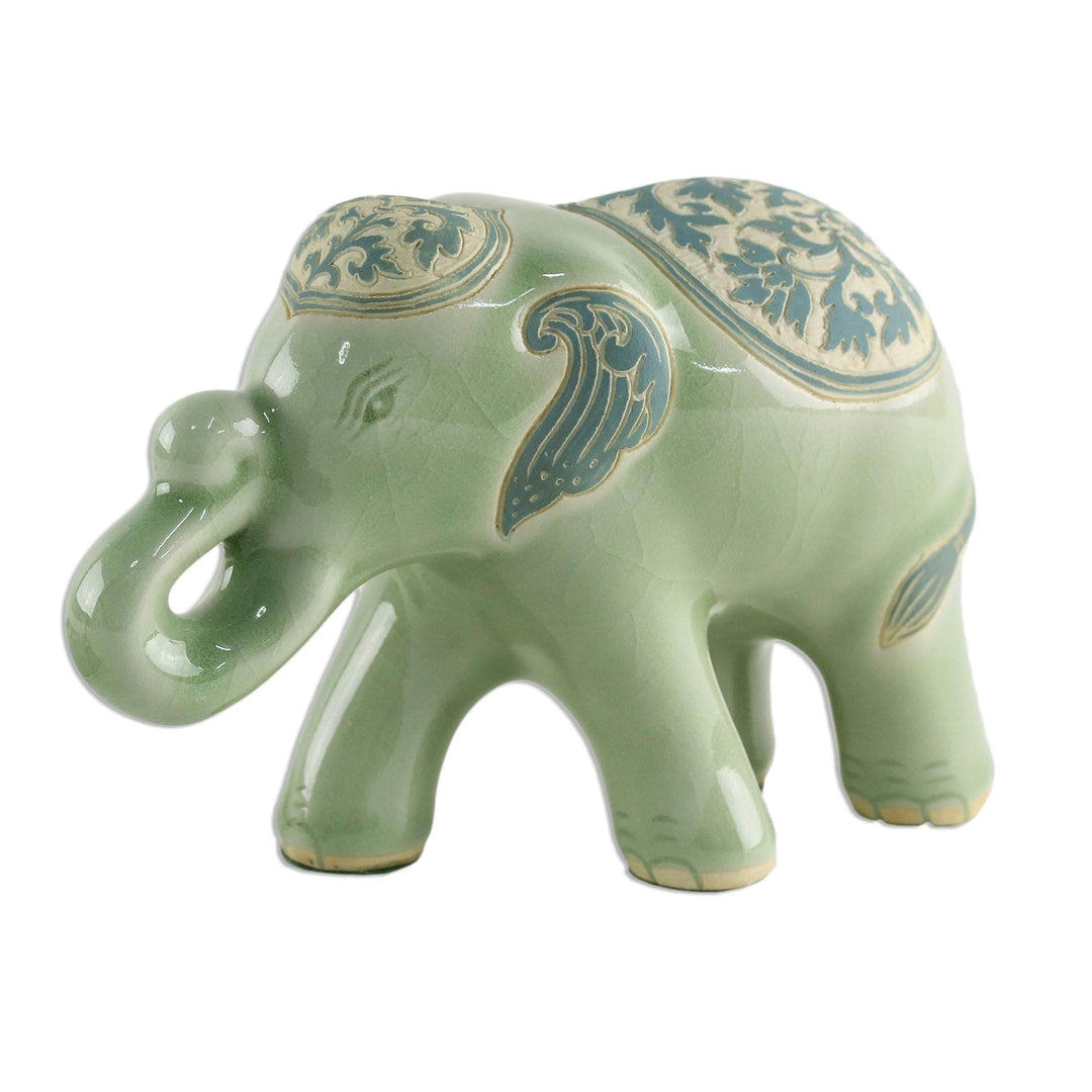 Celadon Ceramic Sculpture of an Elephant from Thailand - Prestigious Elephant