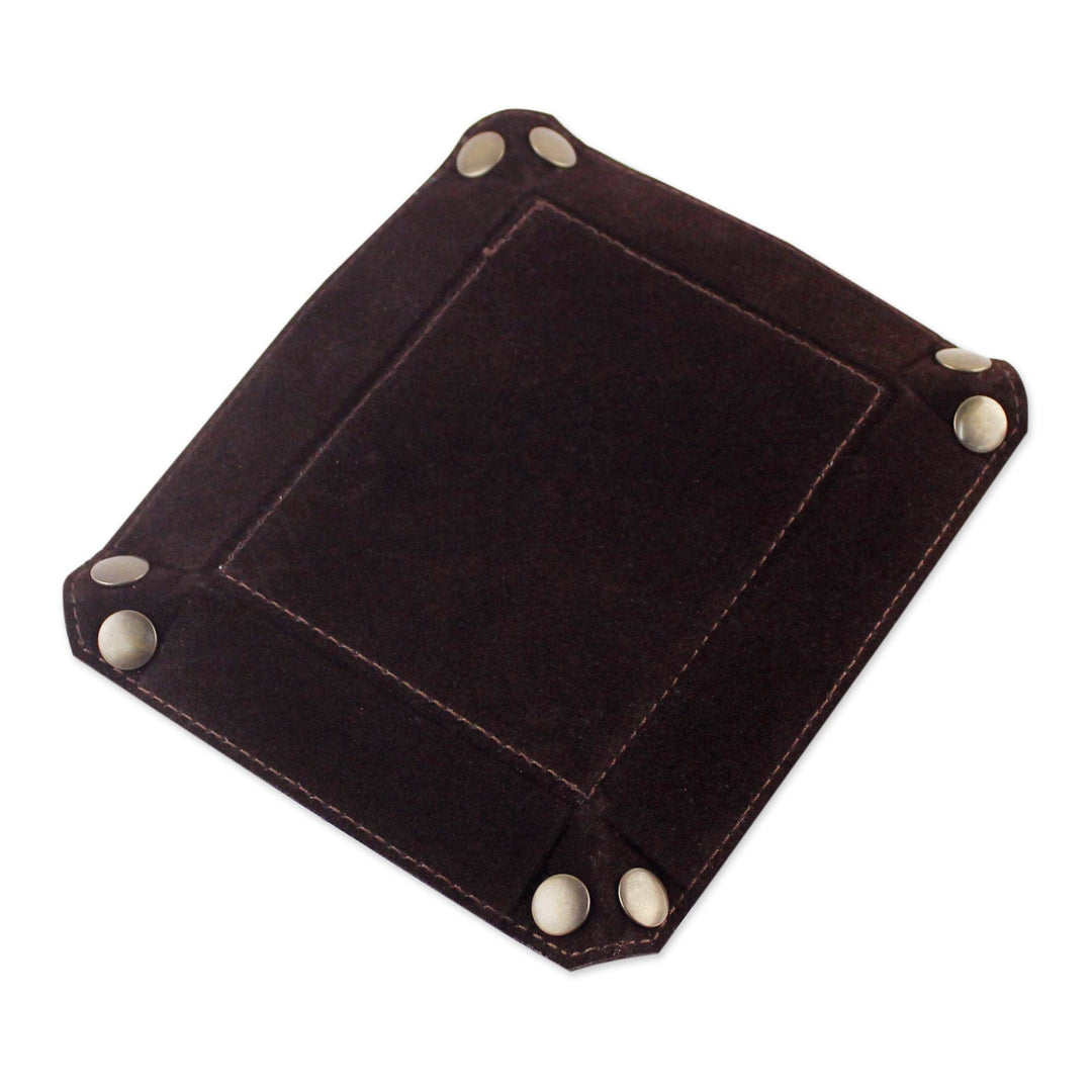 Handcrafted Thai Leather Catchall in Russet and Espresso - Russet Espresso