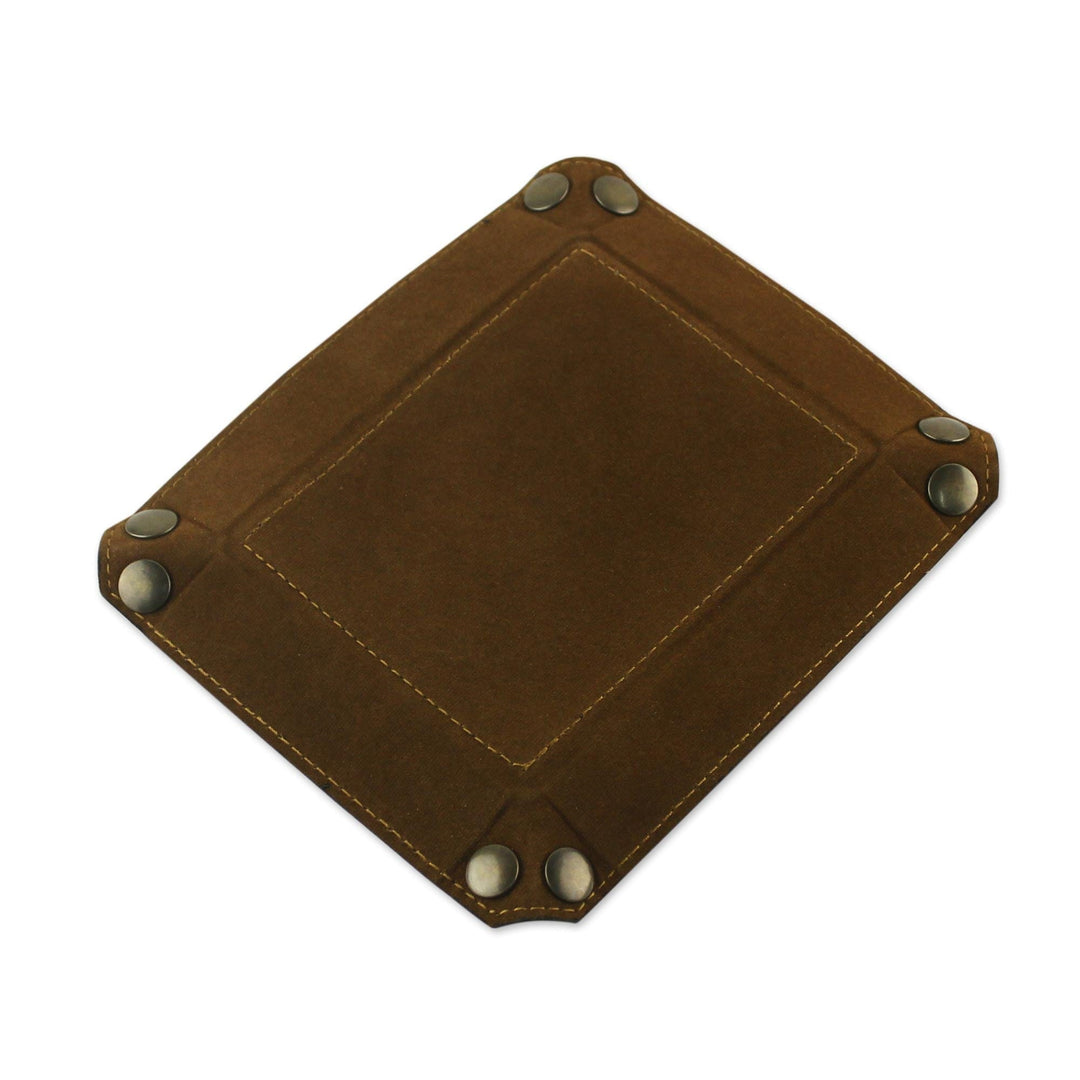 Handcrafted Thai Leather Catchall in Russet and Ginger - Ginger Russet