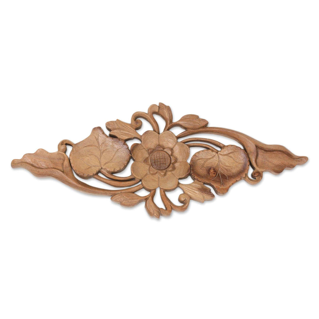 Suar Wood Wall Relief Panel from Indonesia - Lily Love