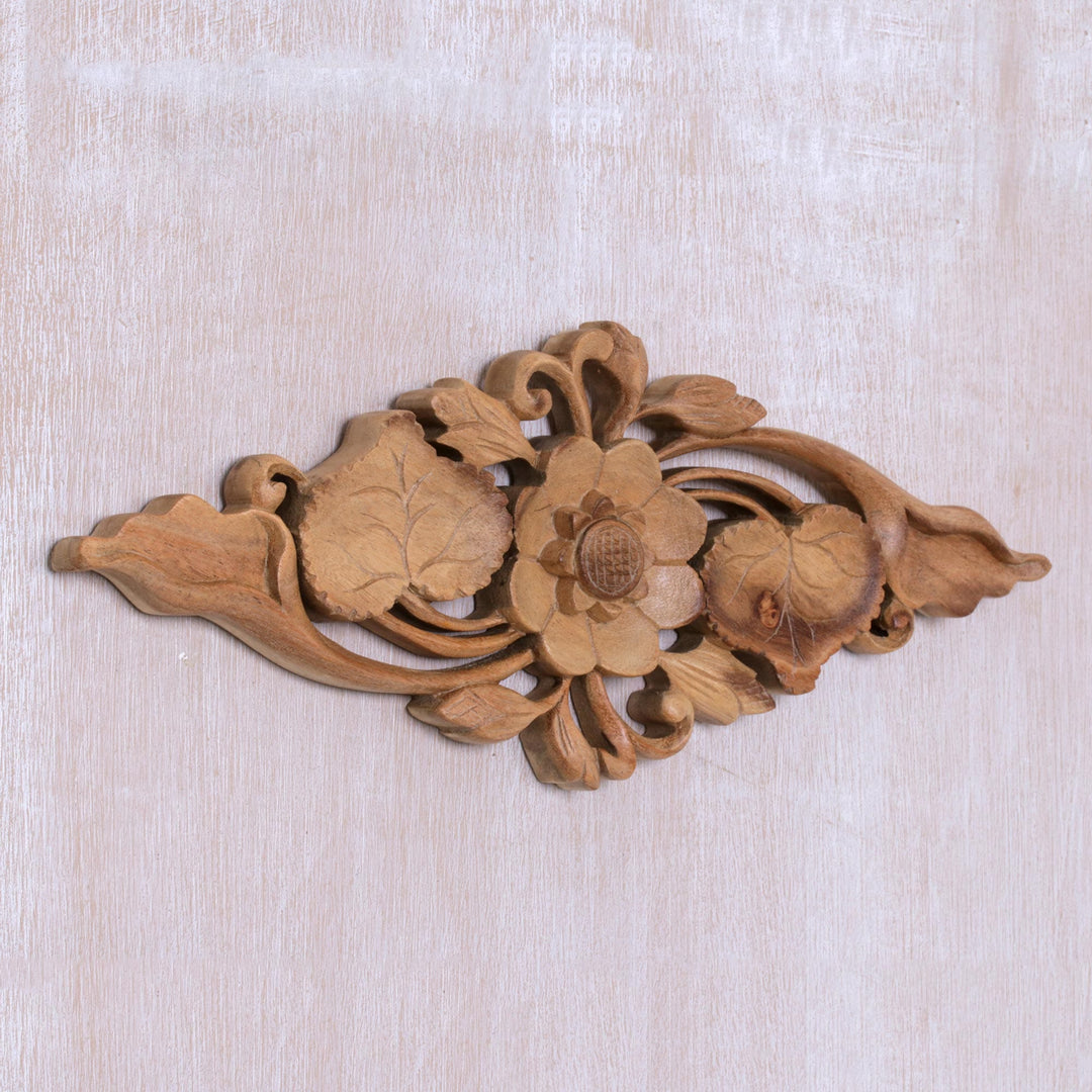 Suar Wood Wall Relief Panel from Indonesia - Lily Love