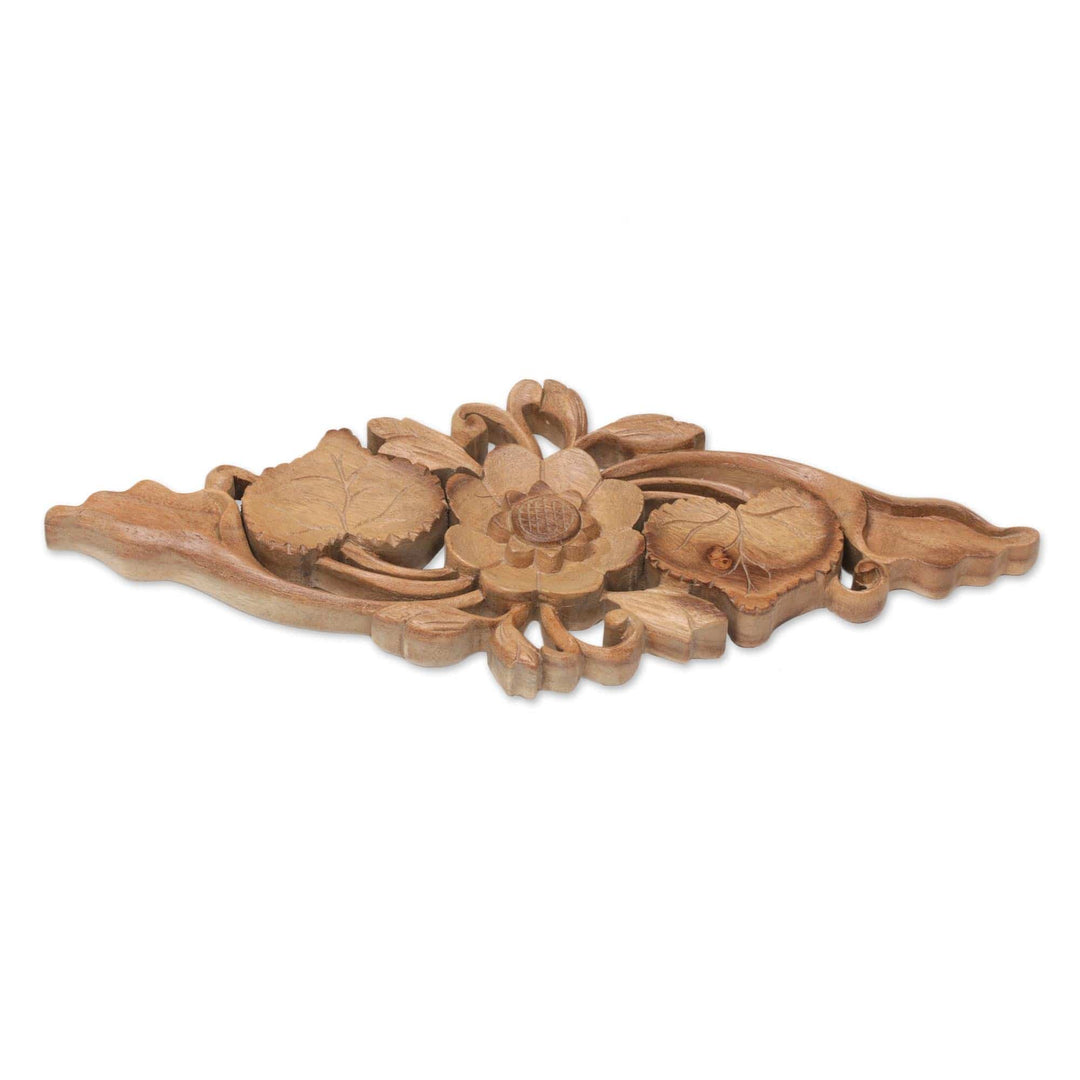 Suar Wood Wall Relief Panel from Indonesia - Lily Love