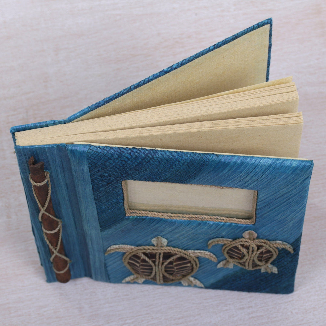 Two Green and Blue Natural Fiber Indonesian Turtle Journals - Turtle Memories