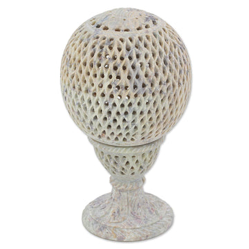 Artisan Crafted Jali Spherical Candleholder from India - Past Reflections