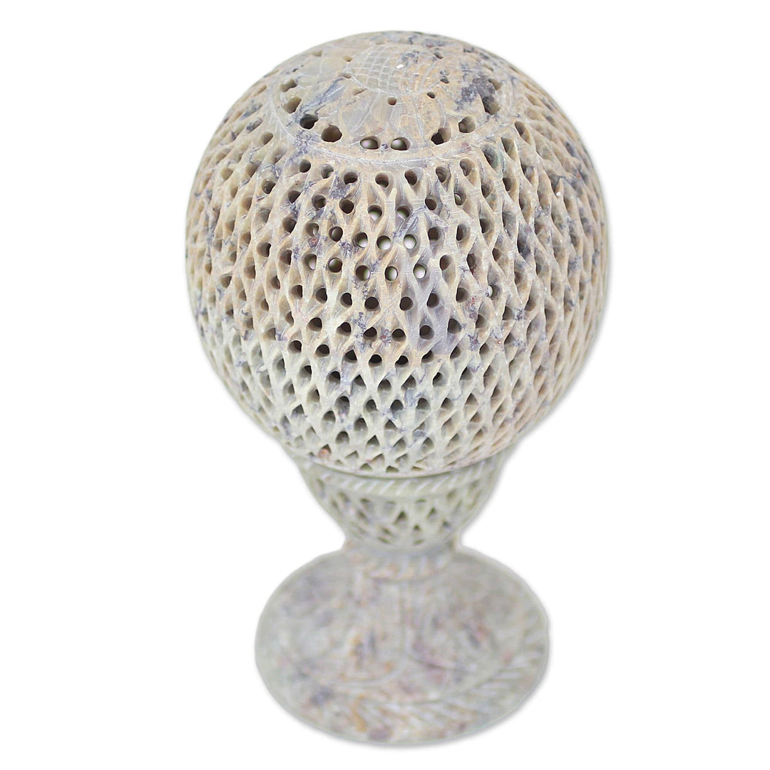 Artisan Crafted Jali Spherical Candleholder from India - Past Reflections