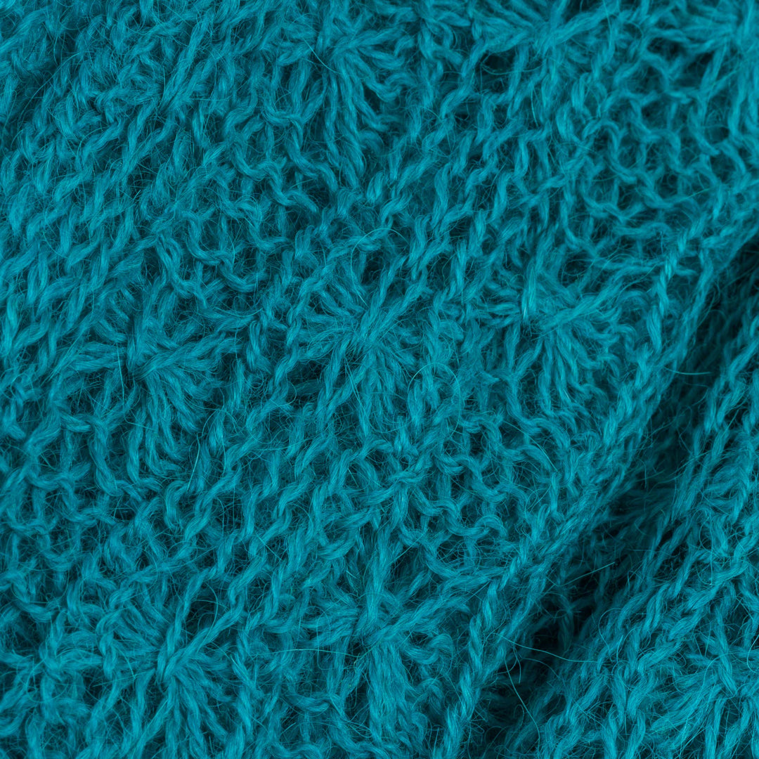 Alpaca Blend Knit Infinity Scarf in Teal from Peru - Fashionable Andes in Teal