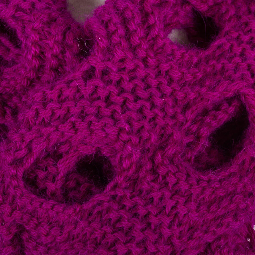 Patterned 100% Baby Alpaca Scarf in Magenta from Peru - Magenta Circles