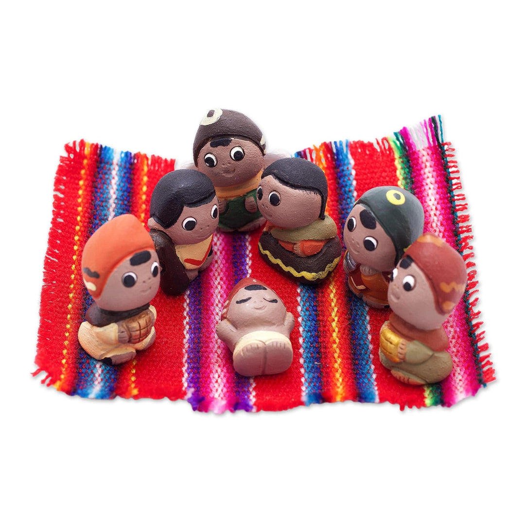 Christmas Mini Nativity Scene Sculptures (7 Pieces) - Mini Christmas in Peru