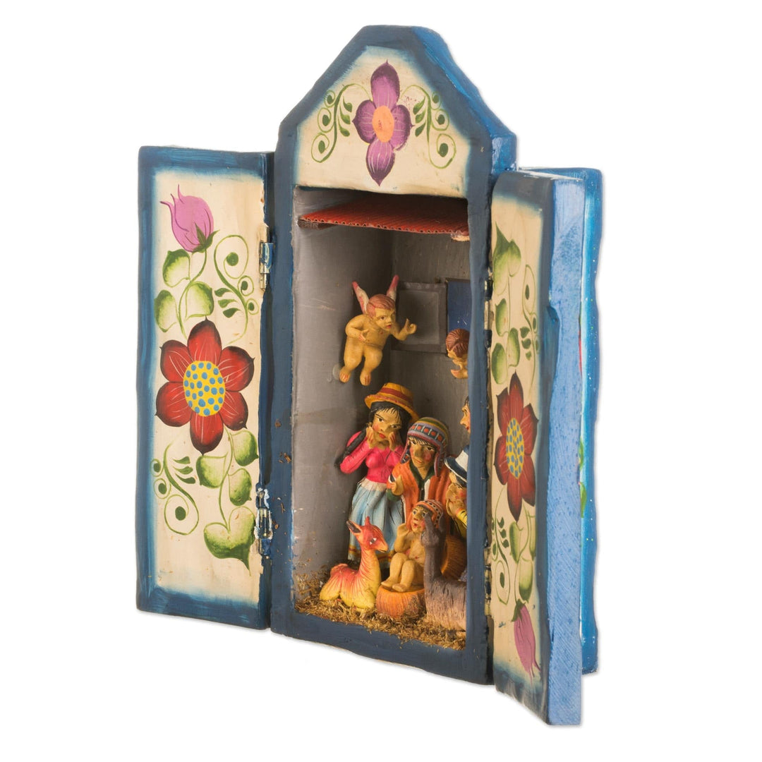 Handcrafted Christmas Manger Scene Retablo Diorama - Nativity in the Highlands
