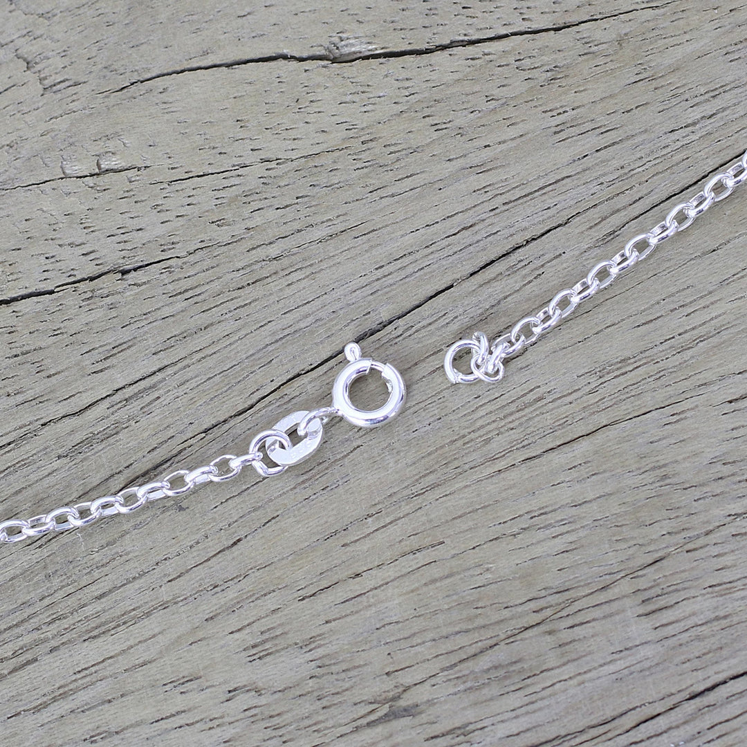 Lapis Lazuli and Sterling Silver Pendant Necklace - Midnight Disc