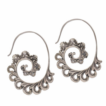 925 Sterling Silver Paisley Half-Hoop Earrings from Bali - Paisley Ferns