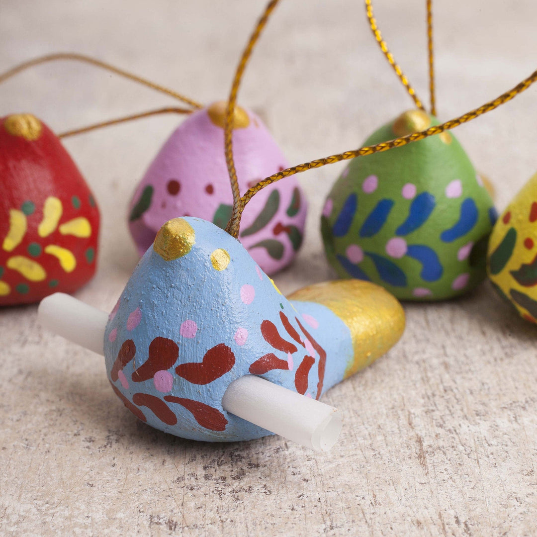6 Handcrafted Christmas Dove Ceramic Messenger Ornaments - Christmas Messengers