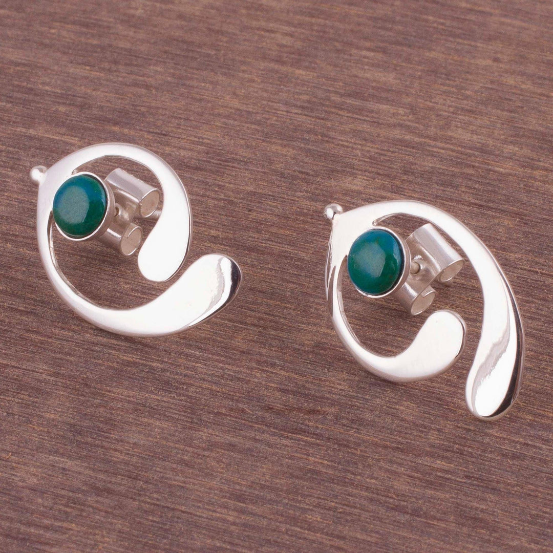 Chrysocolla and Sterling Silver Drop Earrings - Caress of an Angel