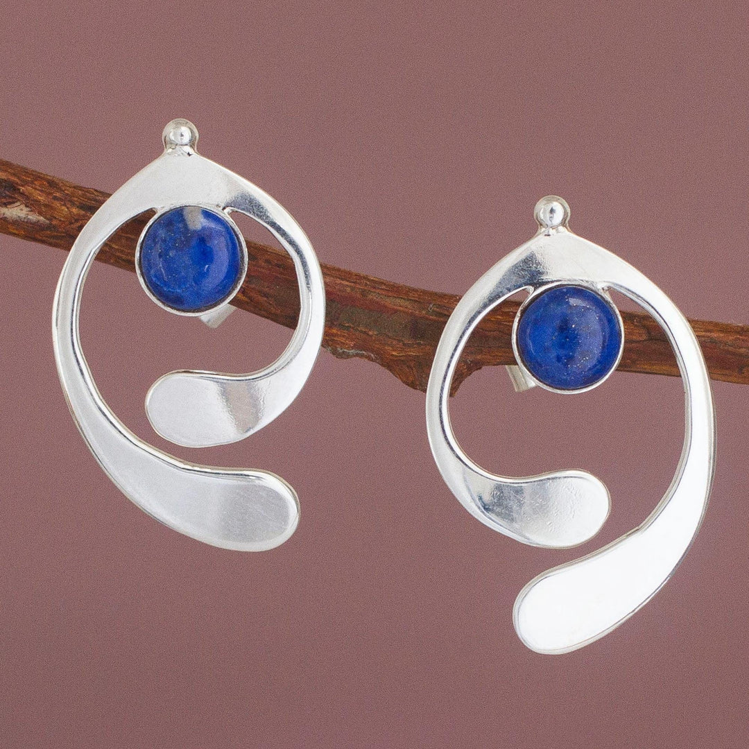 Lapis Lazuli and Sterling Silver Drop Earrings - Caress of an Angel