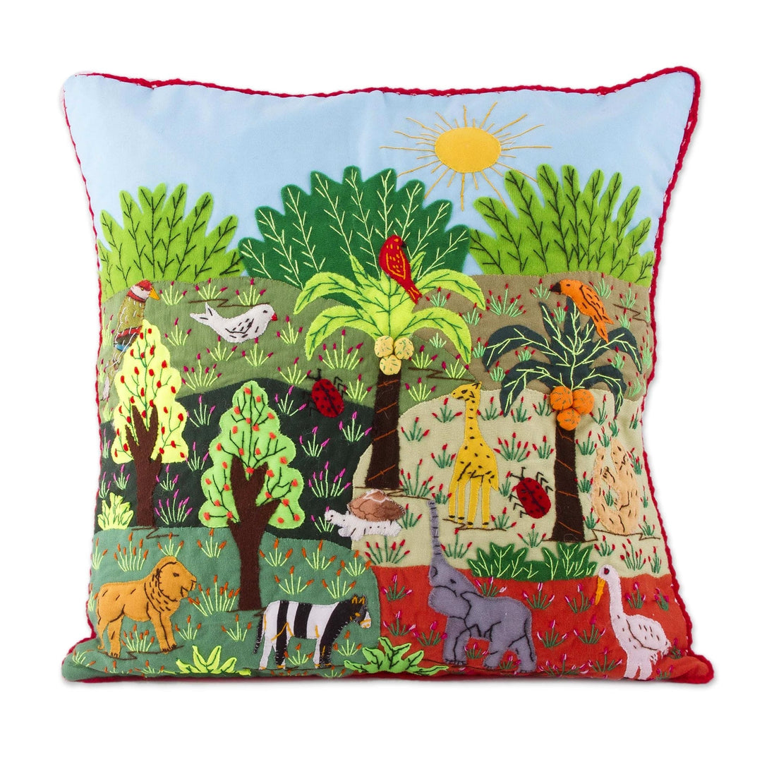 Jungle Themed Patchwork Cushion Cover from Peru - Summer in the Jungle