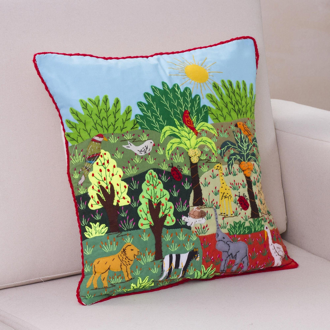 Jungle Themed Patchwork Cushion Cover from Peru - Summer in the Jungle