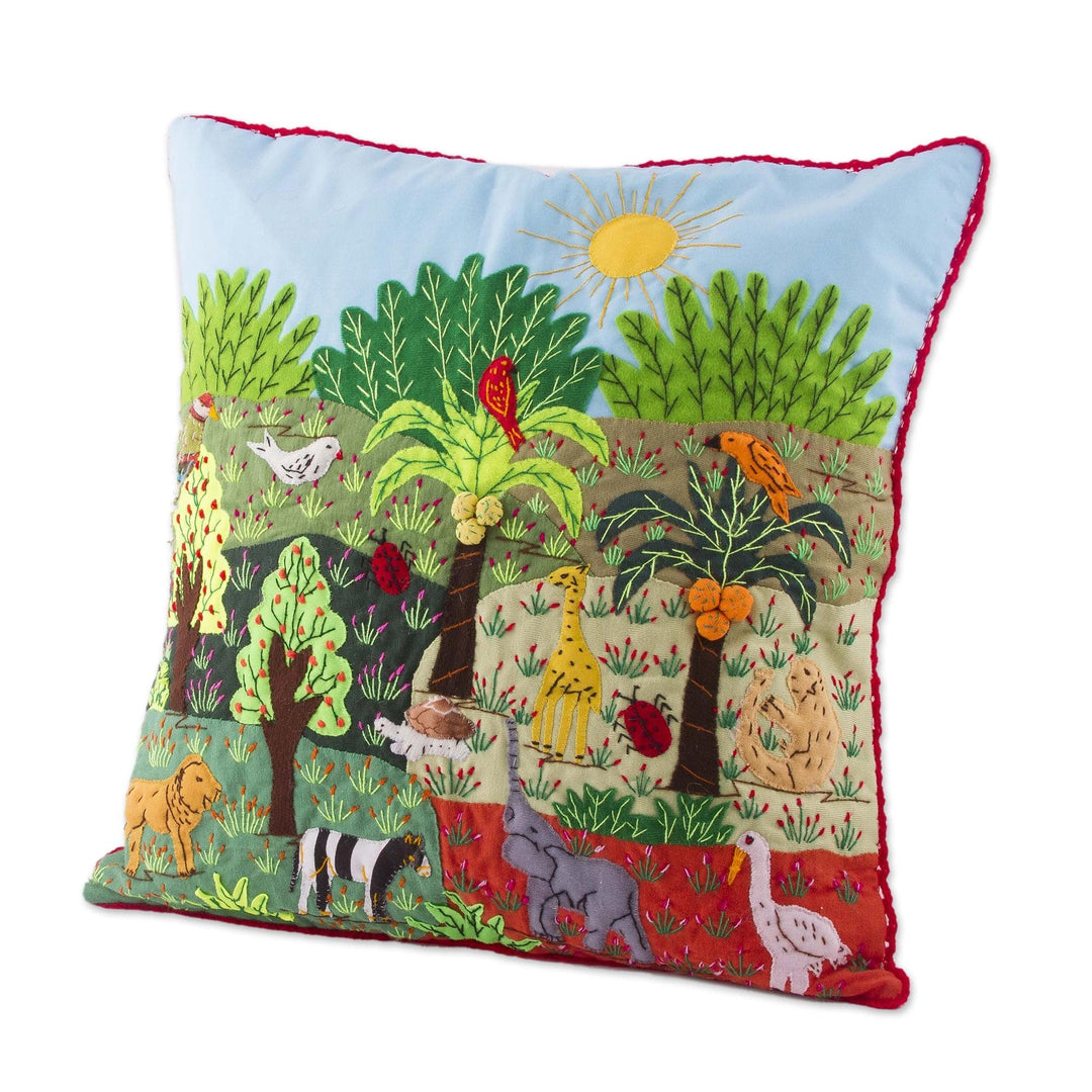Jungle Themed Patchwork Cushion Cover from Peru - Summer in the Jungle