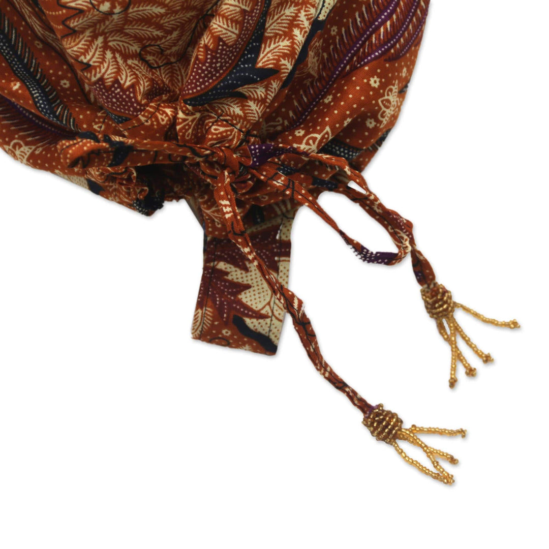 Cotton Batik Yoga Mat Bag with Floral Motifs from Bali - Madura Flowers