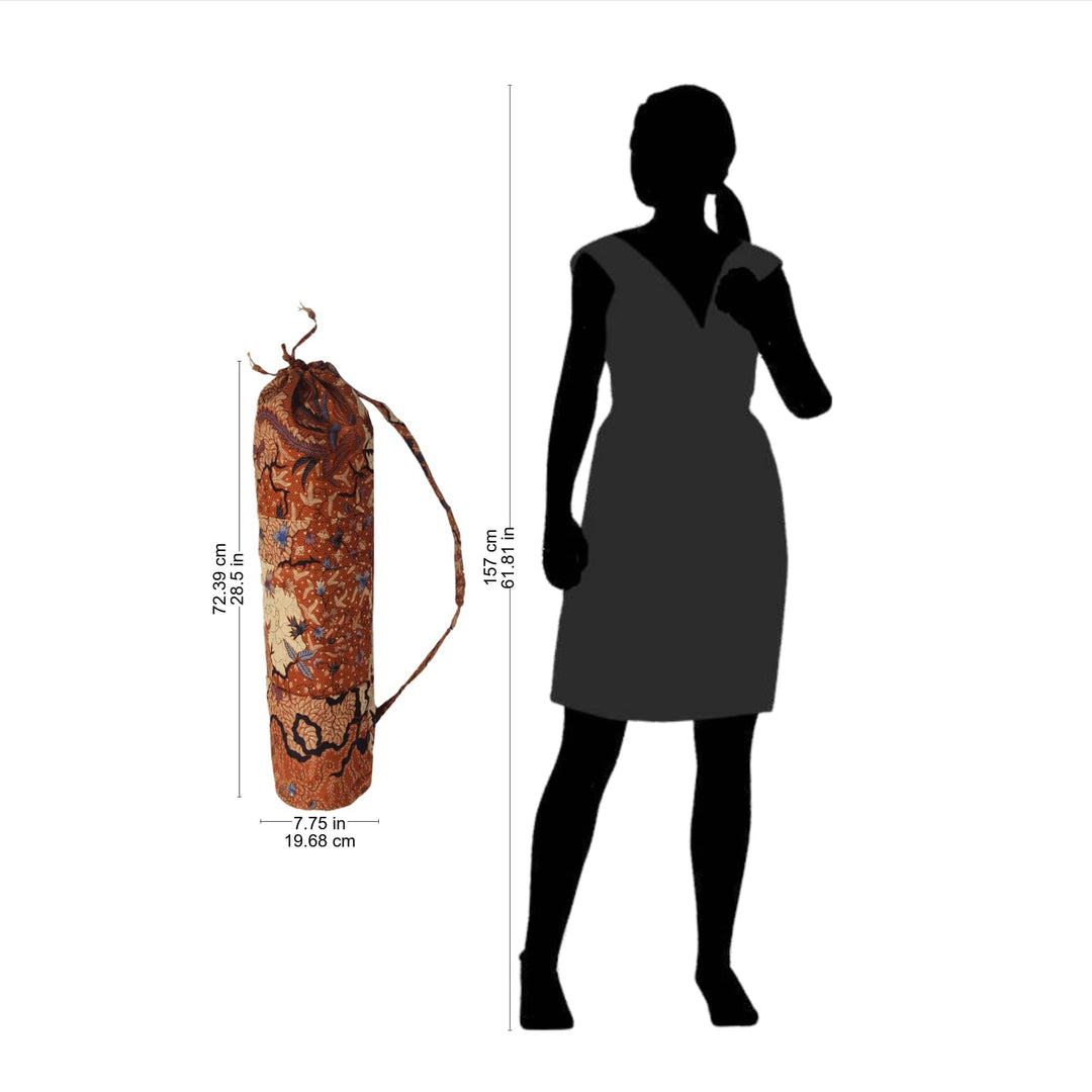 Cotton Batik Yoga Mat Bag with Floral Motifs from Bali - Madura Flowers