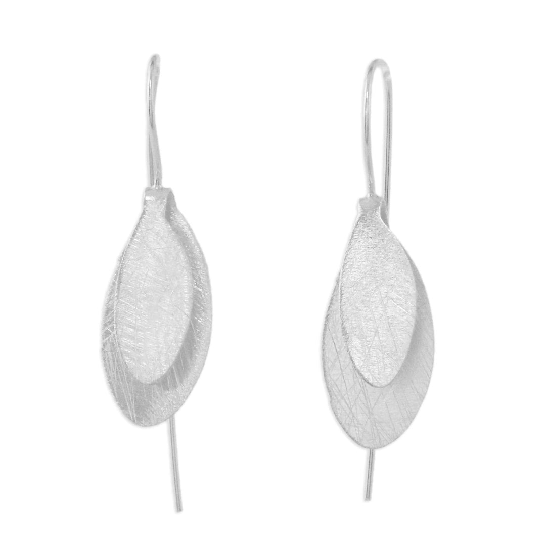 Handcrafted Modern Thai Sterling Silver Leaf Earrings - Fluttering Foliage