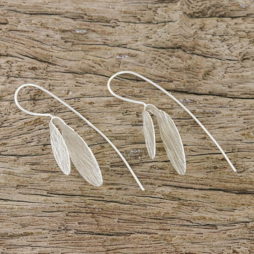 Handcrafted Modern Thai Sterling Silver Leaf Earrings - Fluttering Foliage